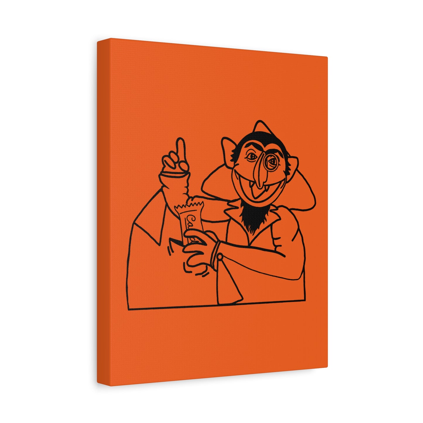 The Count Stealing Candy Outline Canvas Print Orange - Sesame Street The Count Parody Art Print
