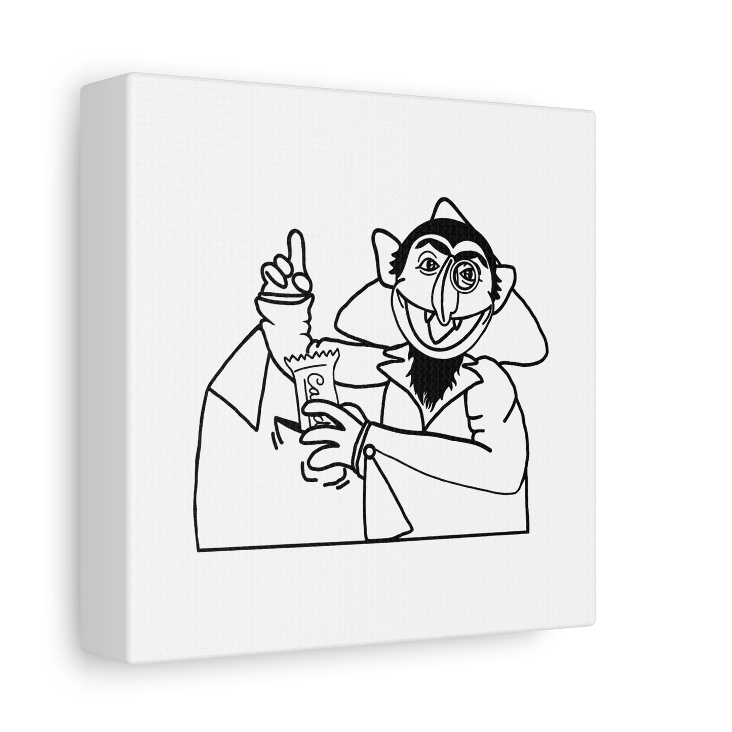 The Count Stealing Candy Outline Canvas Print White - Sesame Street The Count Parody Art