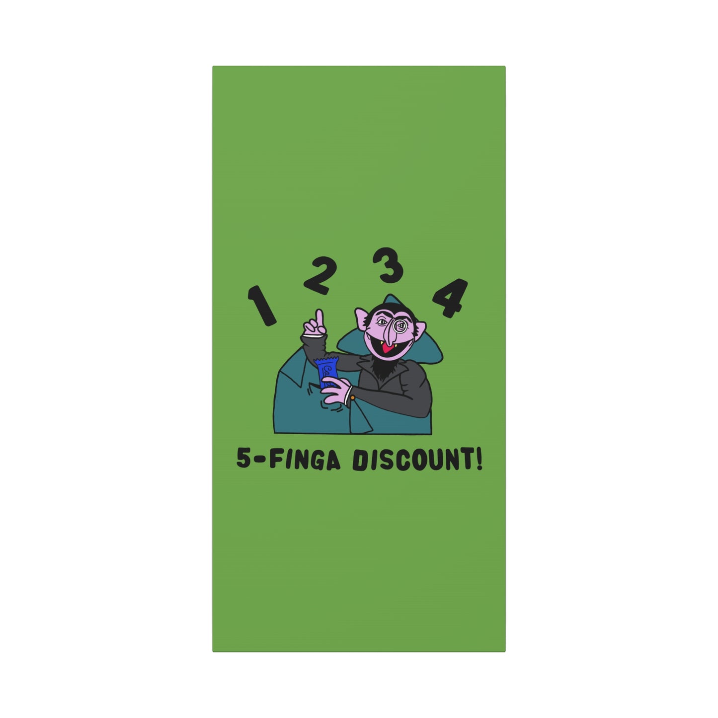 Five Finger Discount Canvas Print Green - Sesame Street The Count Parody Art Print