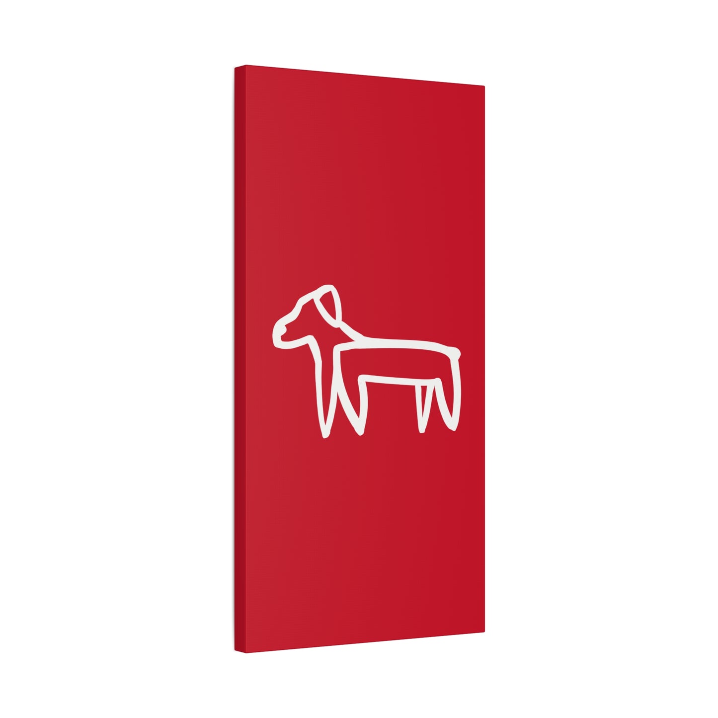 Dog Canvas Print on Red (Transparent Style White Dog) - Dog Art Print