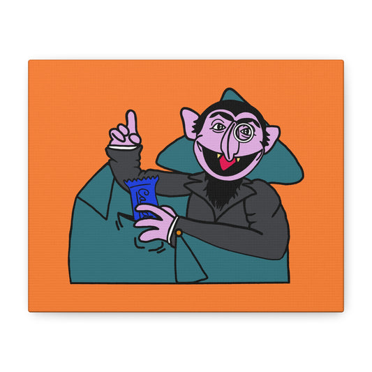 The Count Stealing Candy Canvas Print Orange - Sesame Street The Count Parody Art