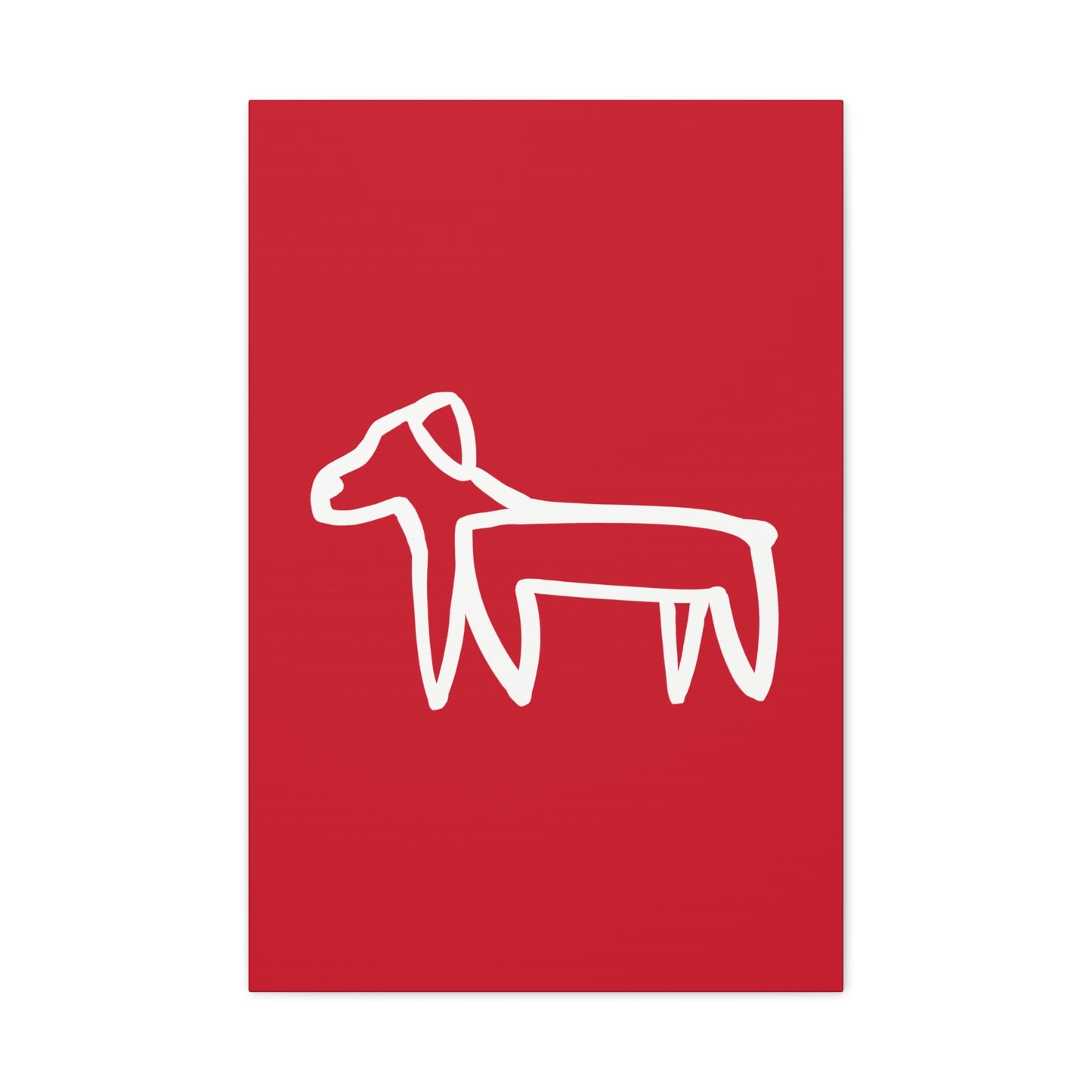 Dog Canvas Print on Red (Transparent Style White Dog) - Dog Art Print