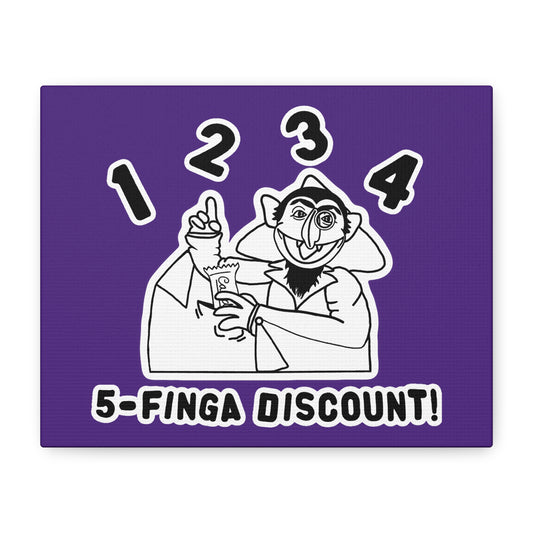 Five Finger Discount Outline Canvas Print Purple - Sesame Street The Count Parody Art Print