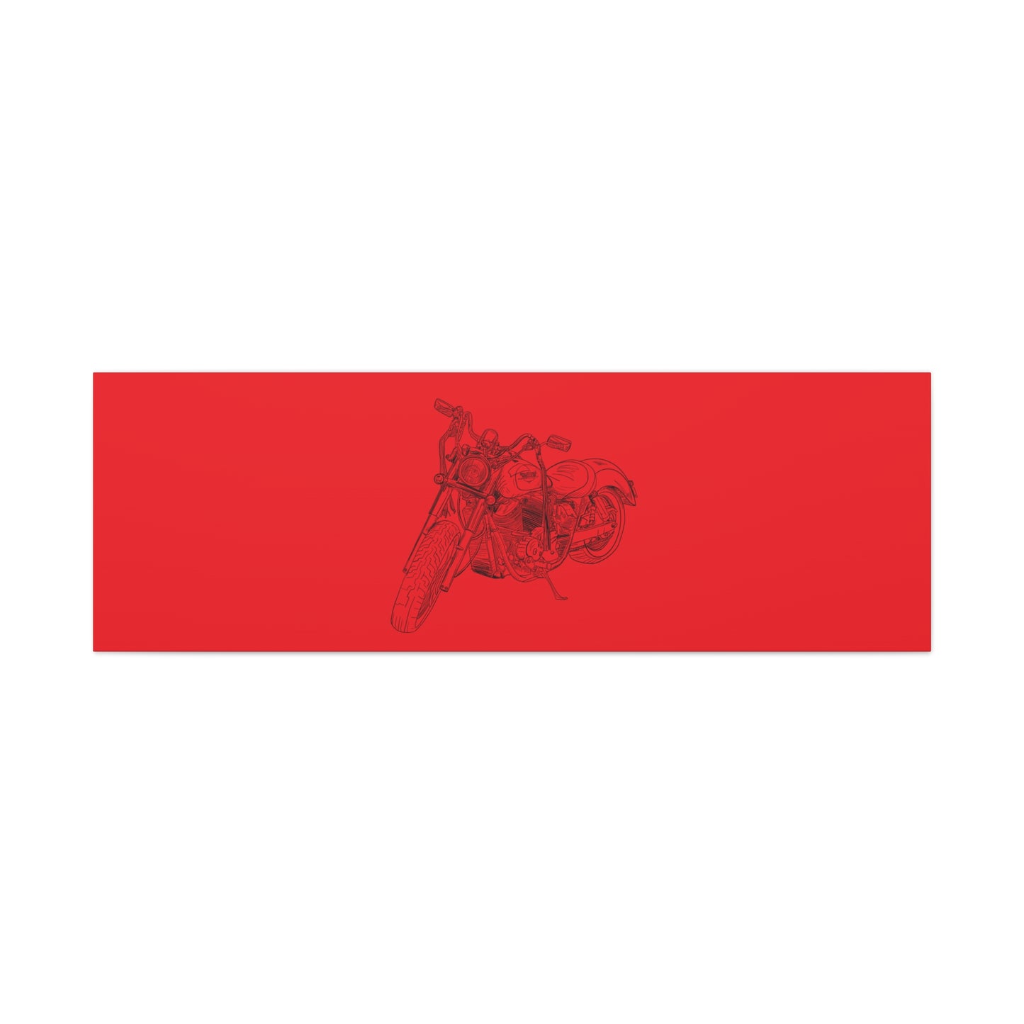 Ride Me Harley Motorcycle Sketch Canvas Print - Black Ink on Red Background