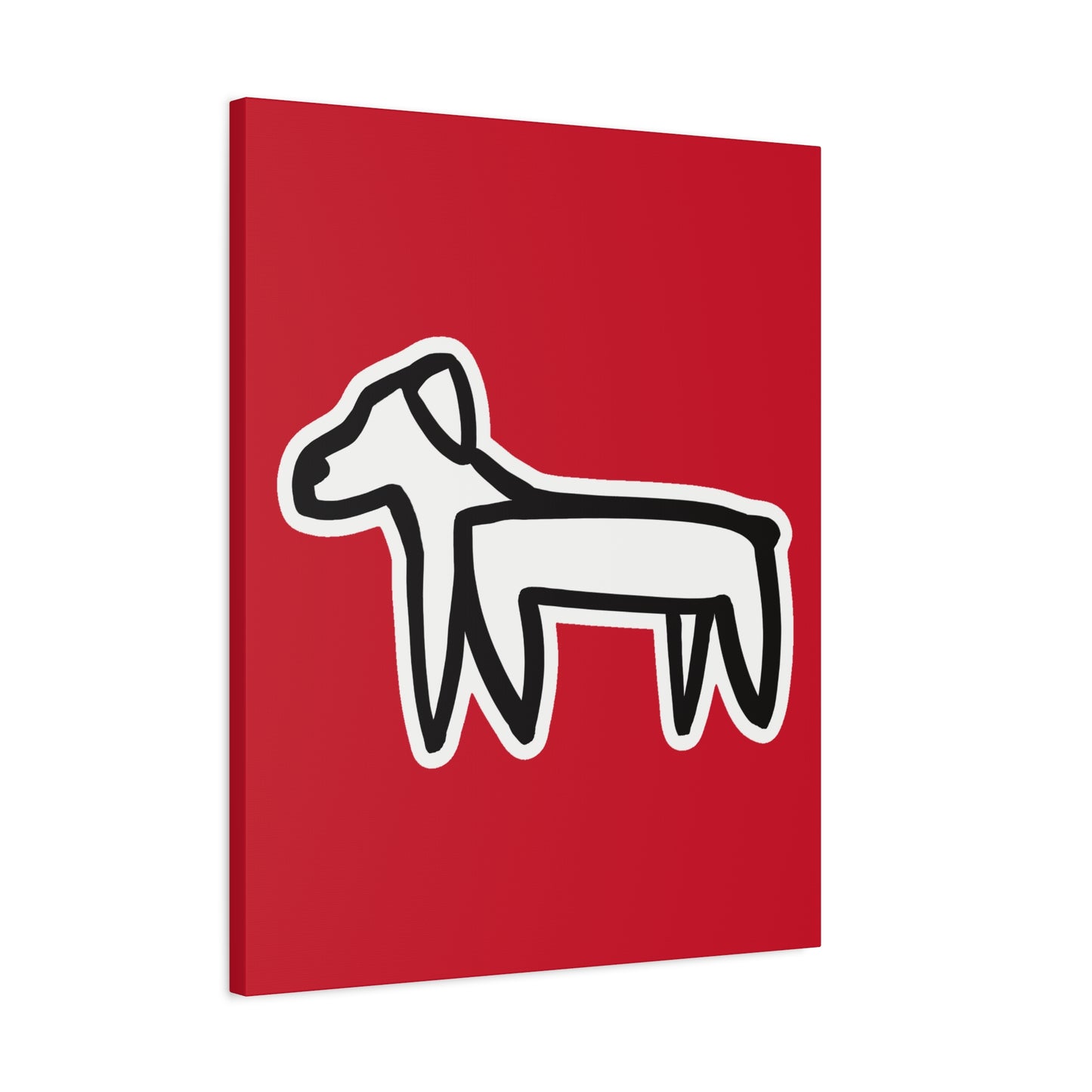 Dog Canvas Print on Red (Sticker Style White Dog) - Dog Art Print