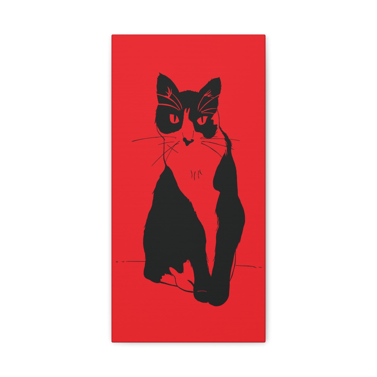 Cat Canvas Print on Red (Transparent Style Cat) - Cat Drawing Art