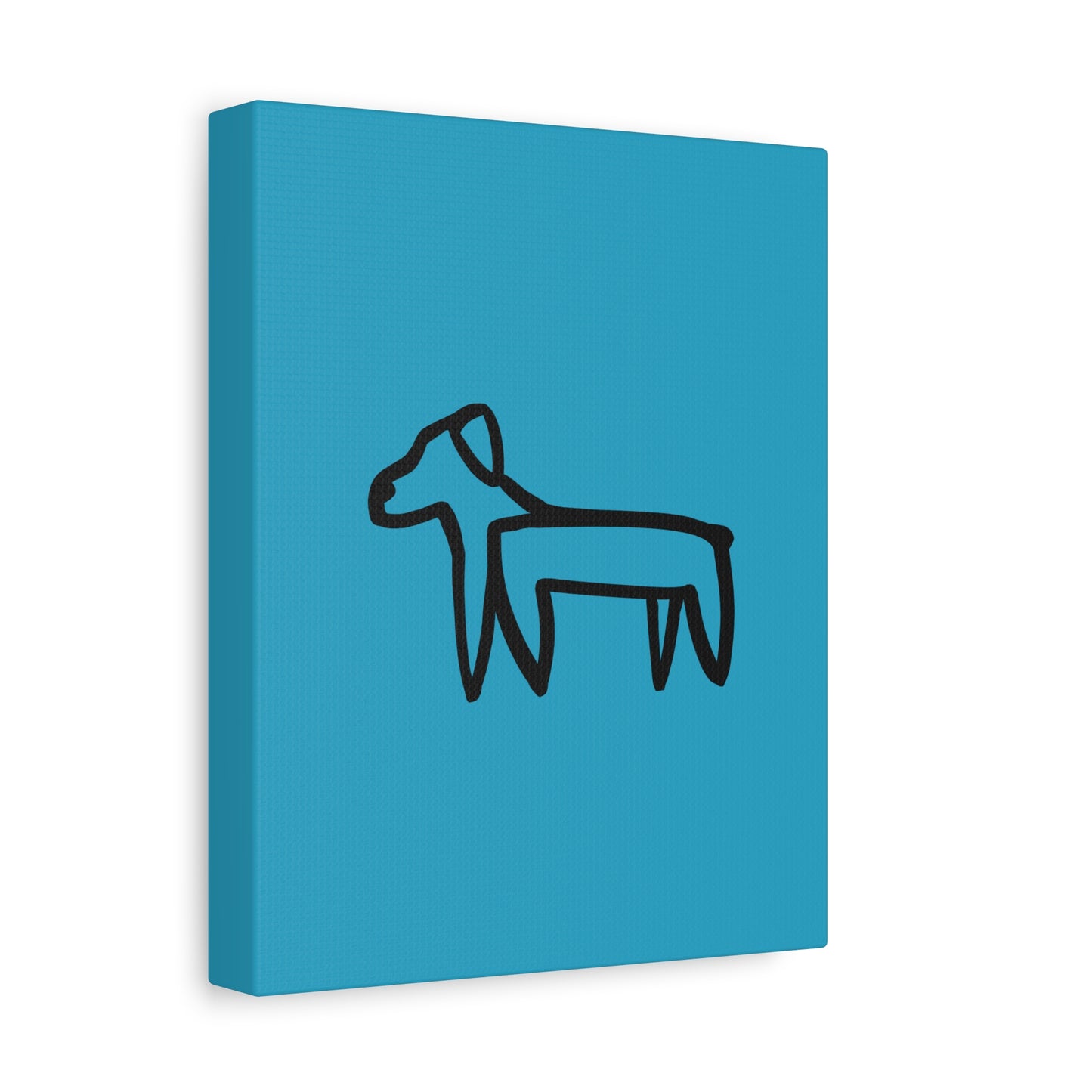 Dog Canvas Print on Turquoise (Transparent Style Black Dog) - Dog Drawing Canvas