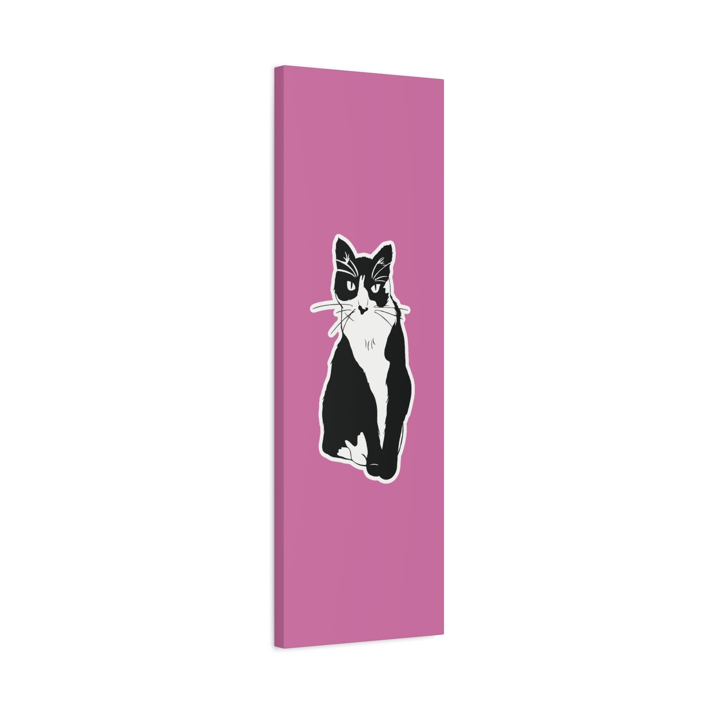 Cat Canvas on Light Pink (Sticker Style Cat) - Cat Drawing Art