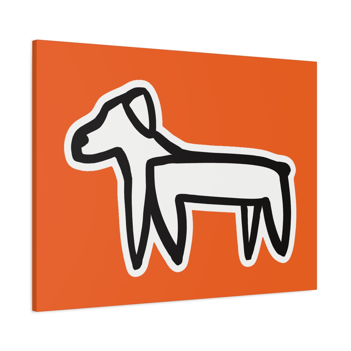 Dog Canvas Print on Orange (Sticker Style White Dog) - Dog Art Print