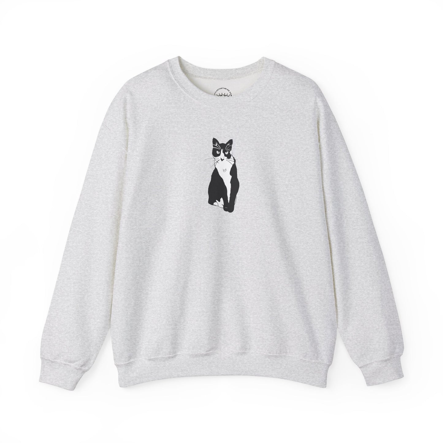 Cat Sweatshirt (B&W Style Cat) - Cat Drawing Sweatshirt