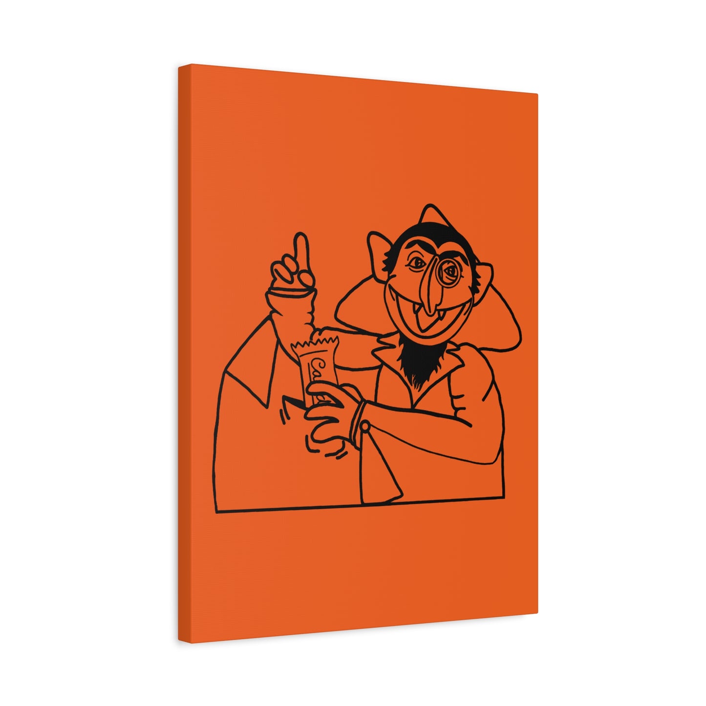The Count Stealing Candy Outline Canvas Print Orange - Sesame Street The Count Parody Art Print