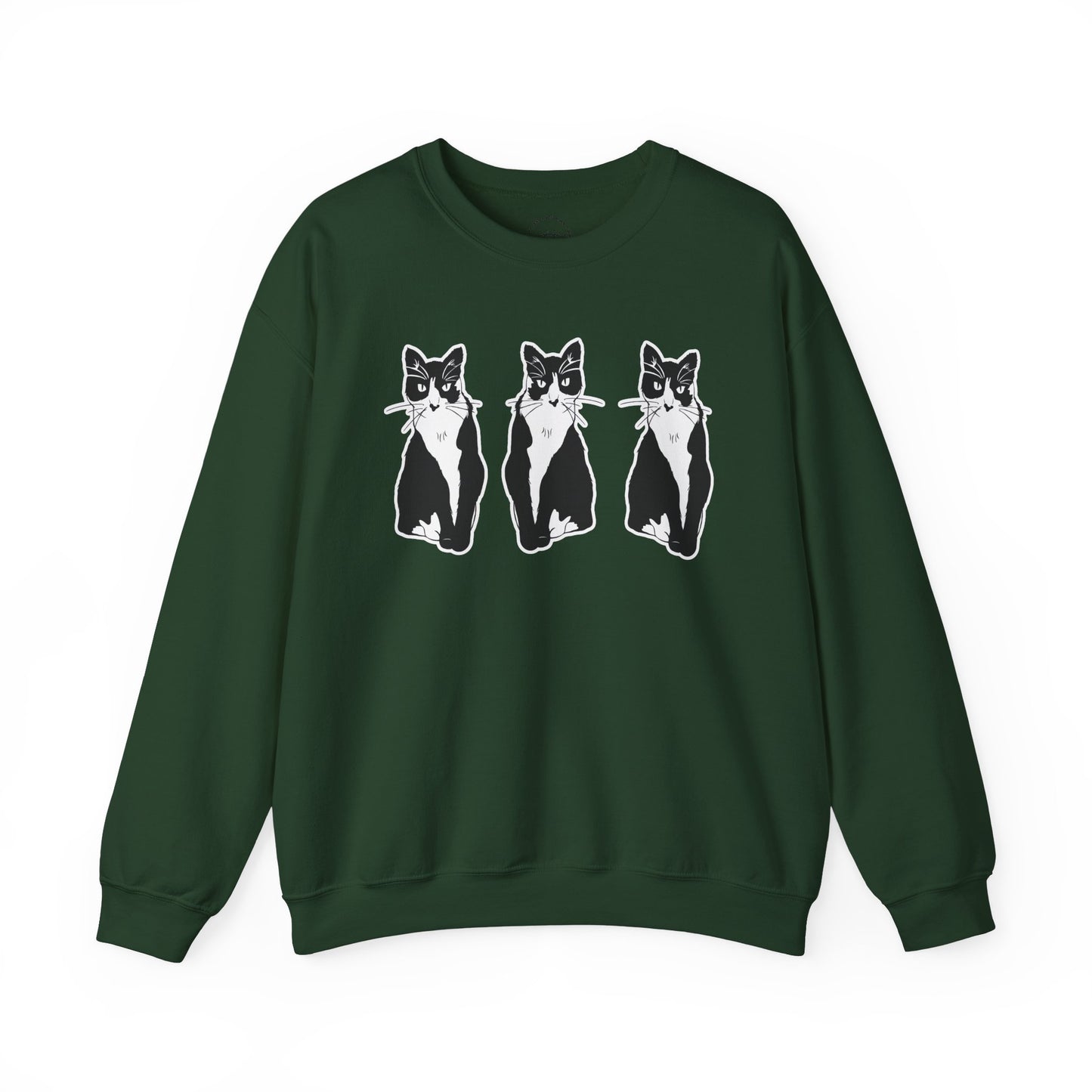 Cat x3 Sweatshirt (Sticker Style Cat) - Cat Drawing Sweatshirt