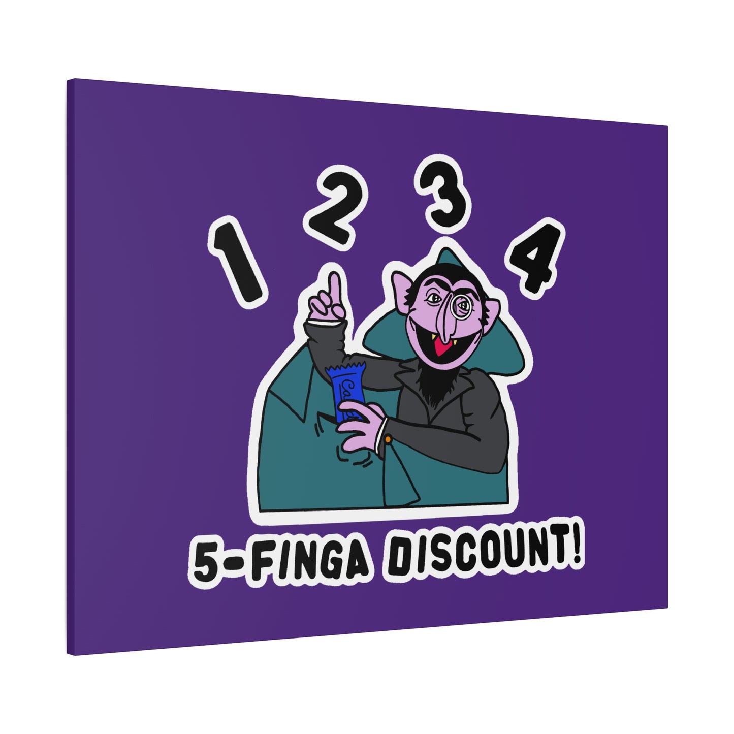 Five Finger Discount Canvas Print Light Purple - Sesame Street The Count Parody Art Print