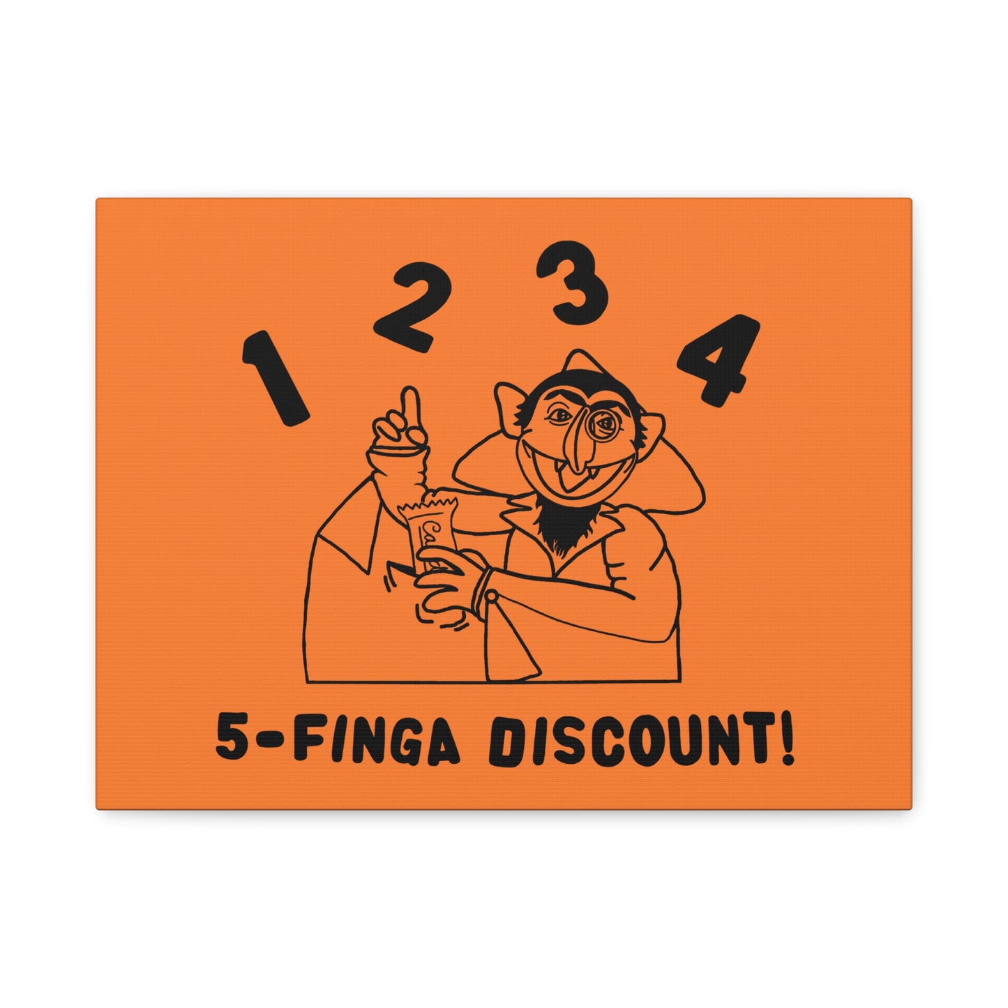 Five Finger Discount Outline Canvas Print Light Orange - Sesame Street The Count Parody Art Print