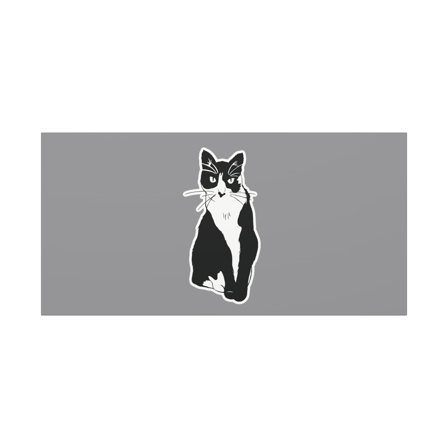 Cat Canvas Print on Grey (Sticker Style Cat) - Cat Drawing Wall Art