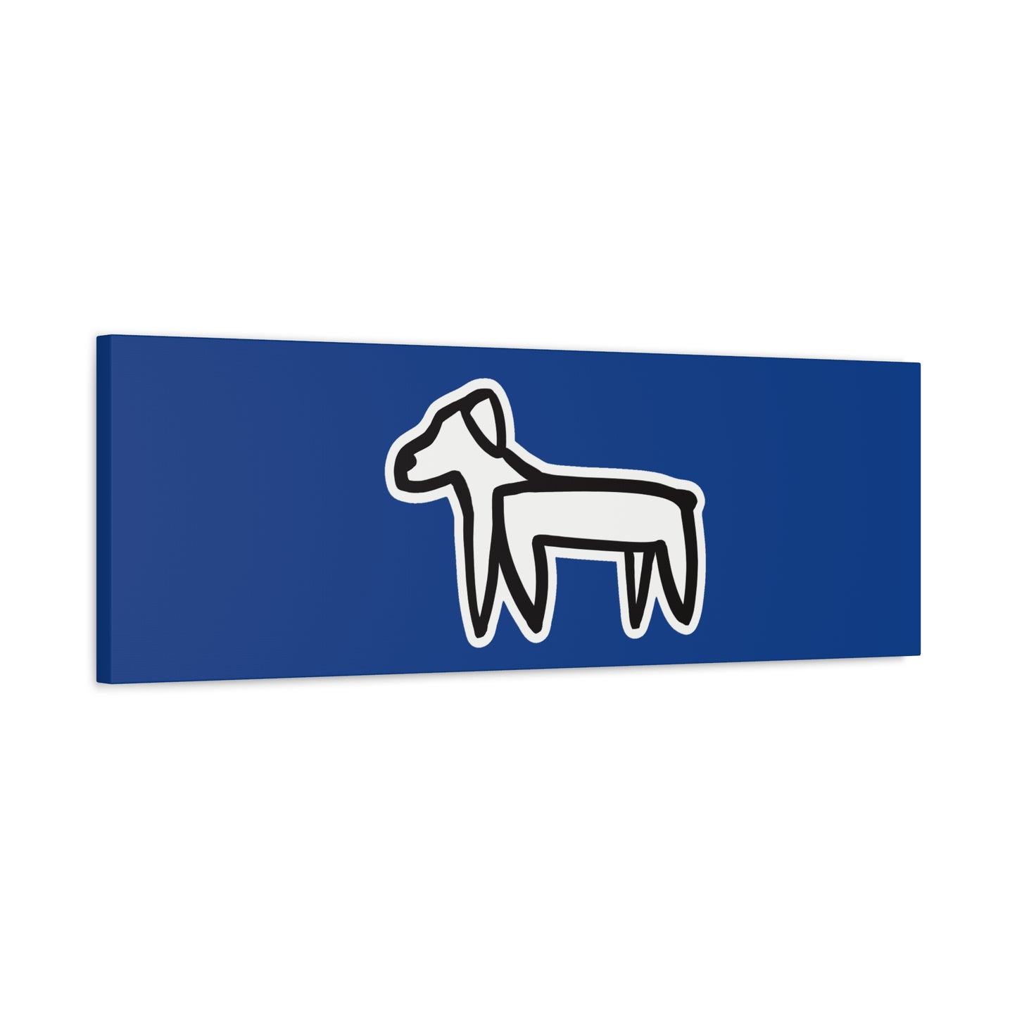 Dog Canvas Print on Blue (Sticker Style White Dog) - Dog Drawing Wall Art