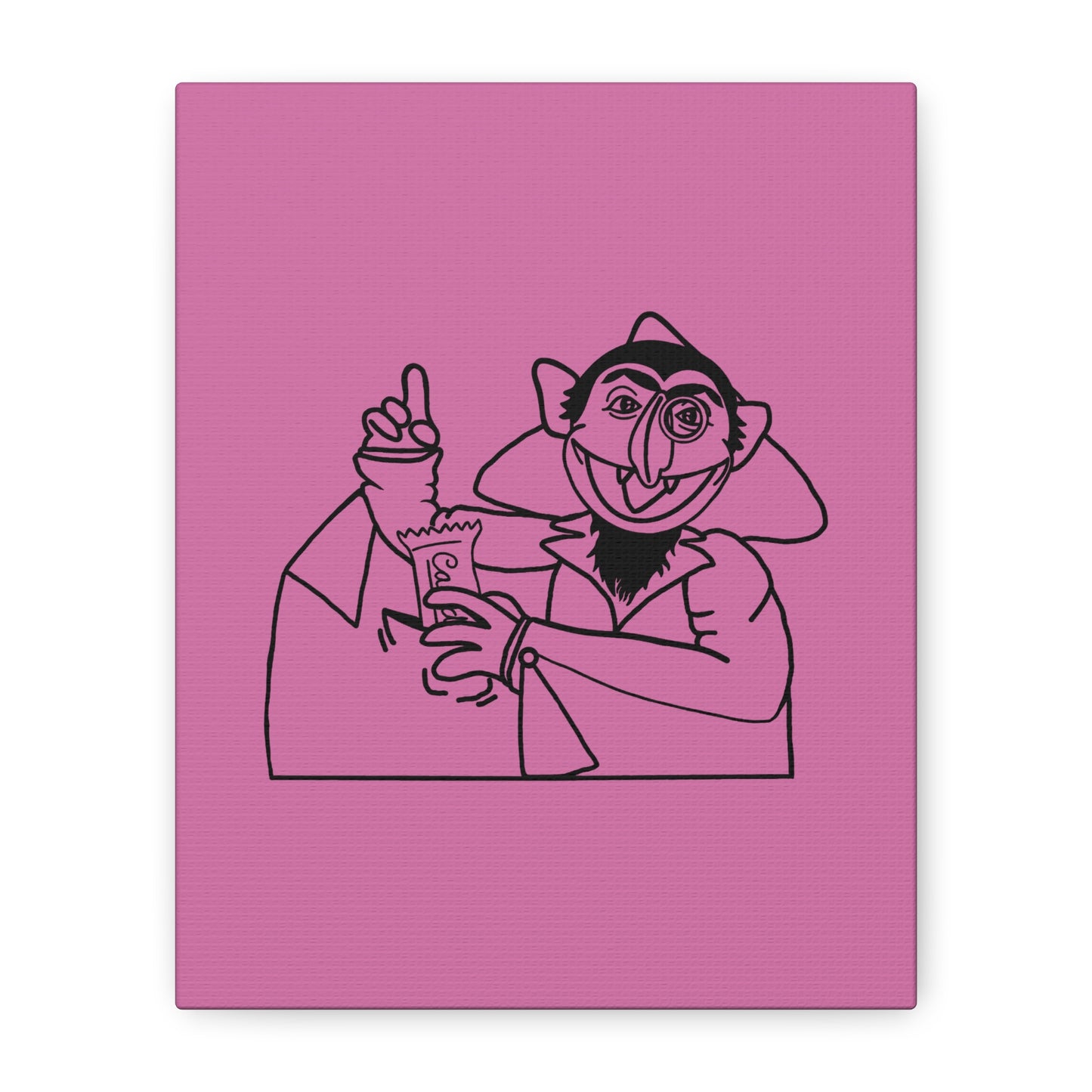 The Count Stealing Candy Outline Canvas Print Light Pink - Sesame Street The Count Parody Art