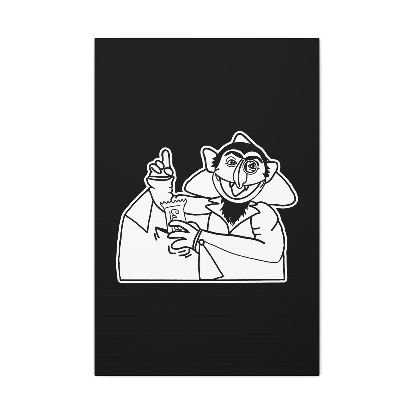 The Count Stealing Candy Outline Canvas Print Black - Sesame Street The Count Parody Canvas Art