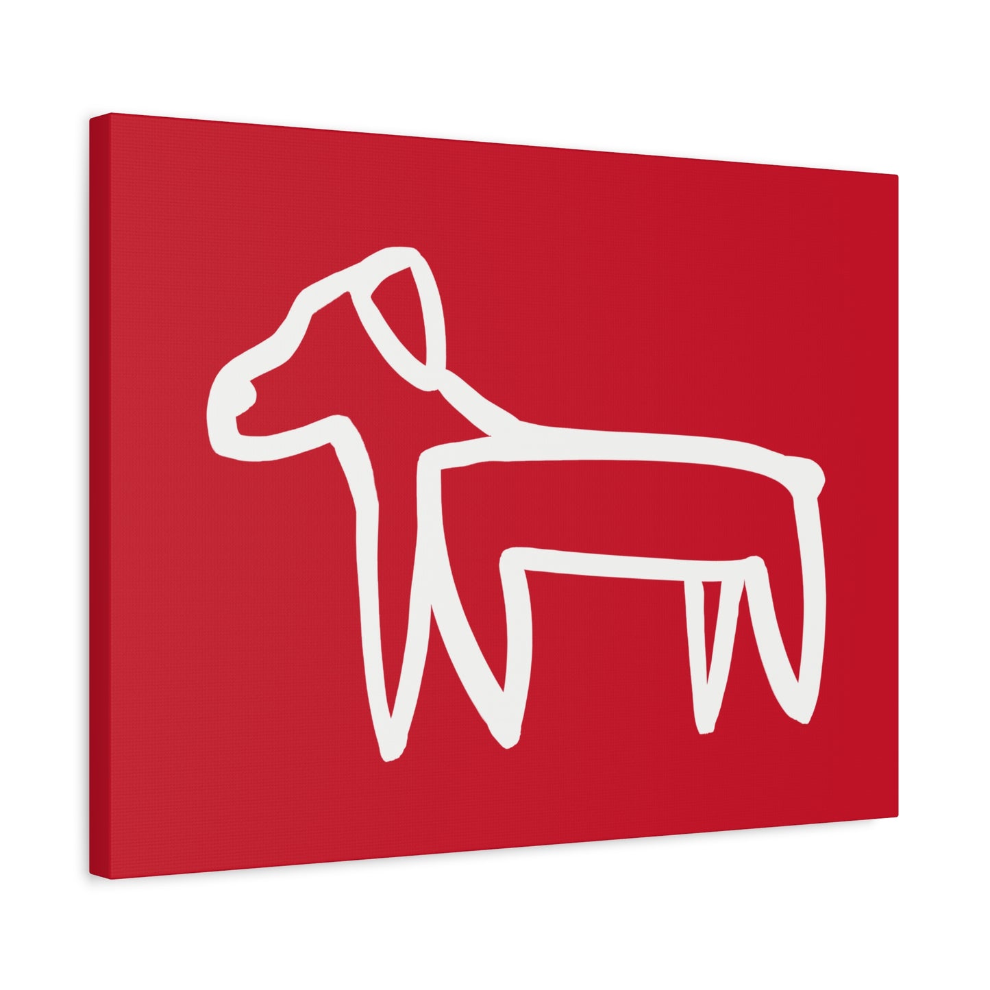 Dog Canvas Print on Red (Transparent Style White Dog) - Dog Art Print