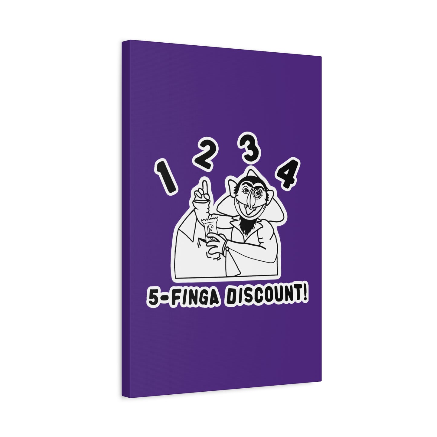 Five Finger Discount Outline Canvas Print Purple - Sesame Street The Count Parody Art Print