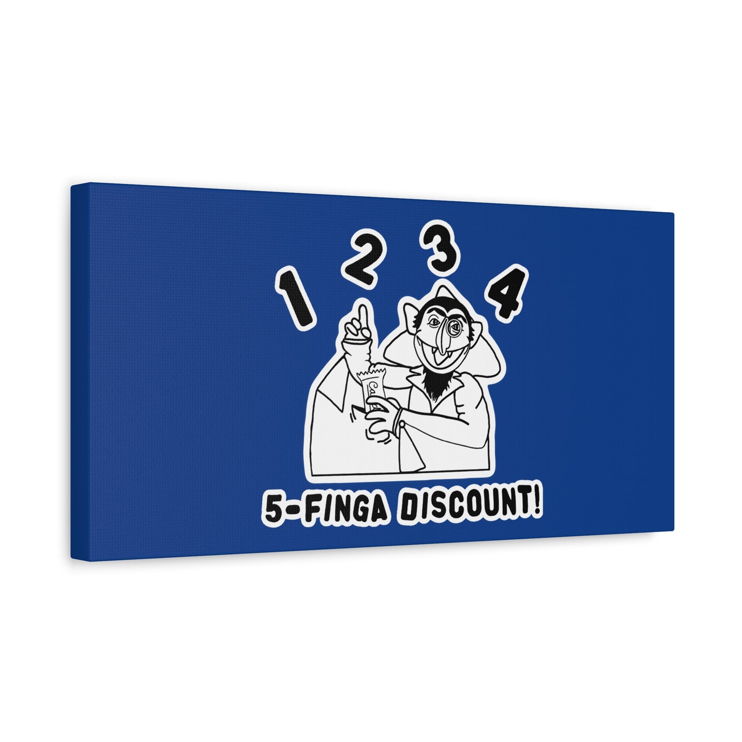 Five Finger Discount Outline Canvas Print Dark Blue - Sesame Street The Count Parody Art Print
