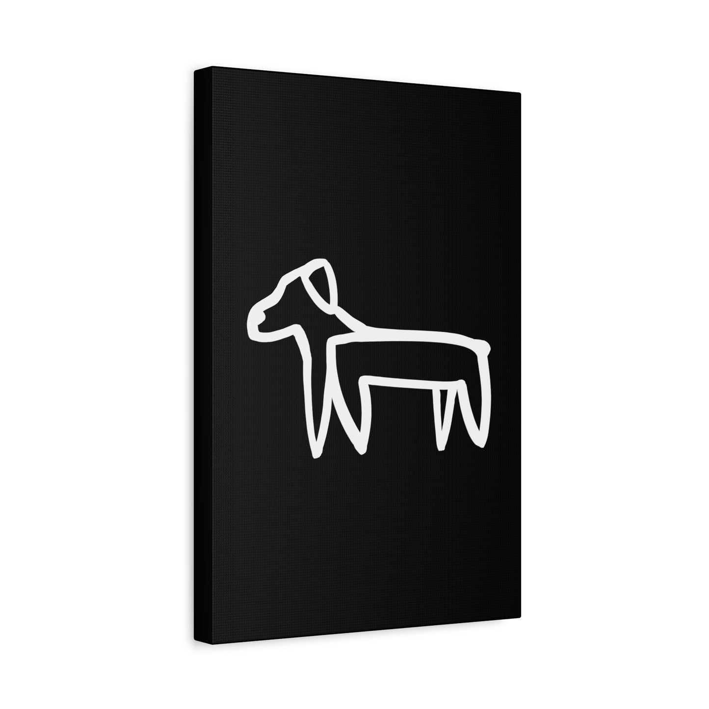 Dog Canvas Print on Black (Transparent Style White Dog) - Dog Art Print