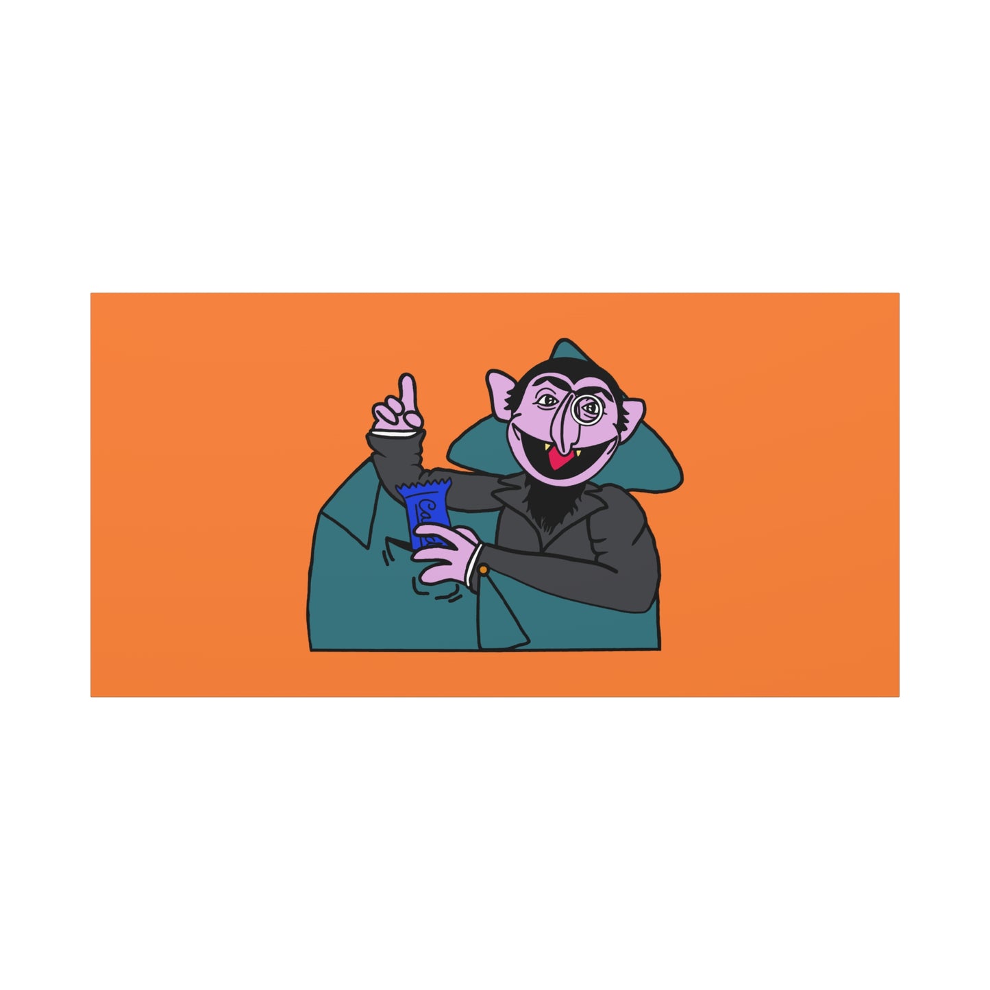 The Count Stealing Candy Canvas Print Orange - Sesame Street The Count Parody Art