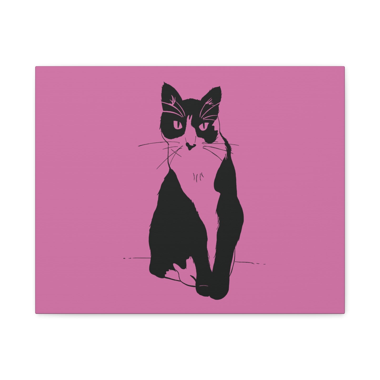 Cat Canvas Print on Pink (Transparent Style Cat) - Cat Drawing Art