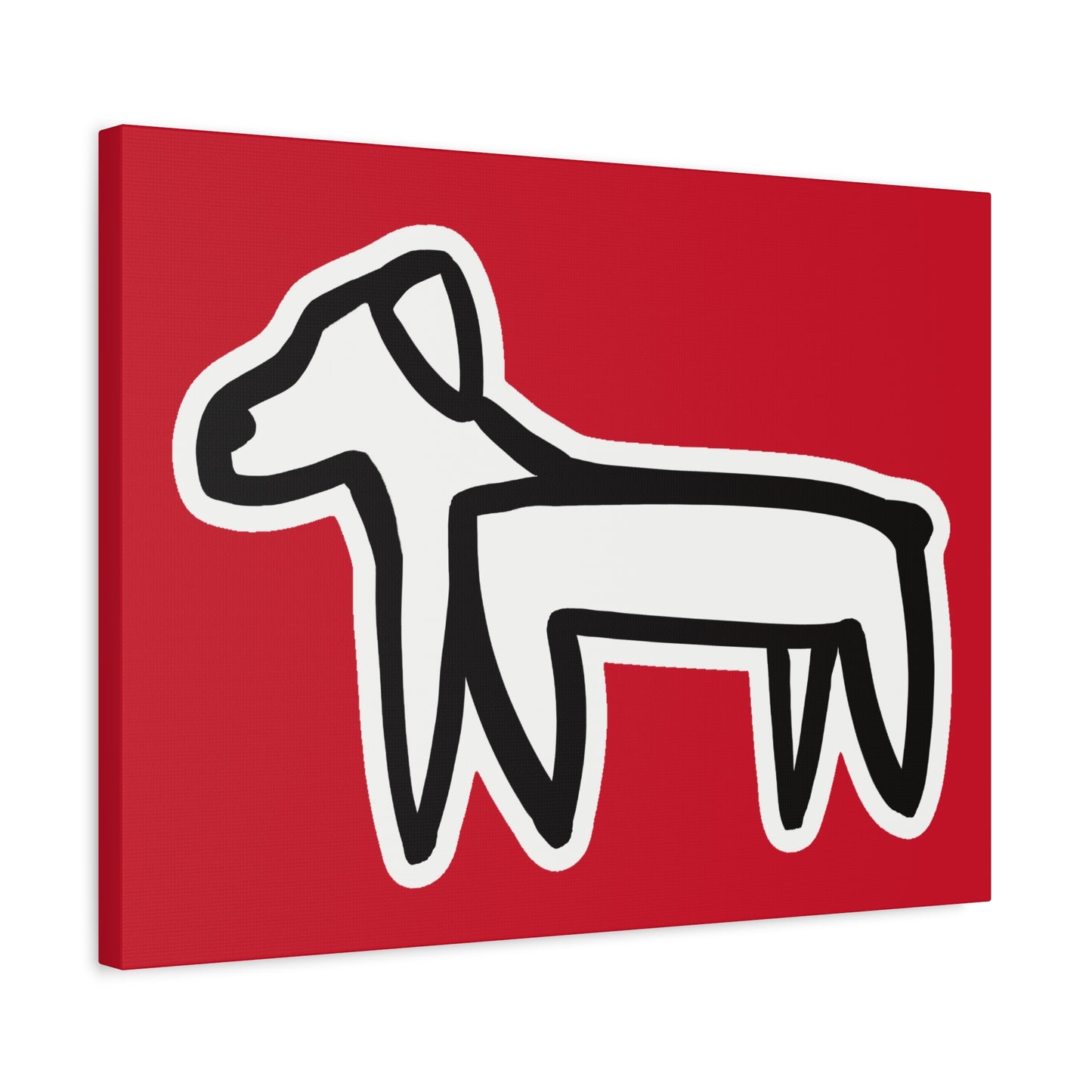 Dog Canvas Print on Red (Sticker Style White Dog) - Dog Art Print