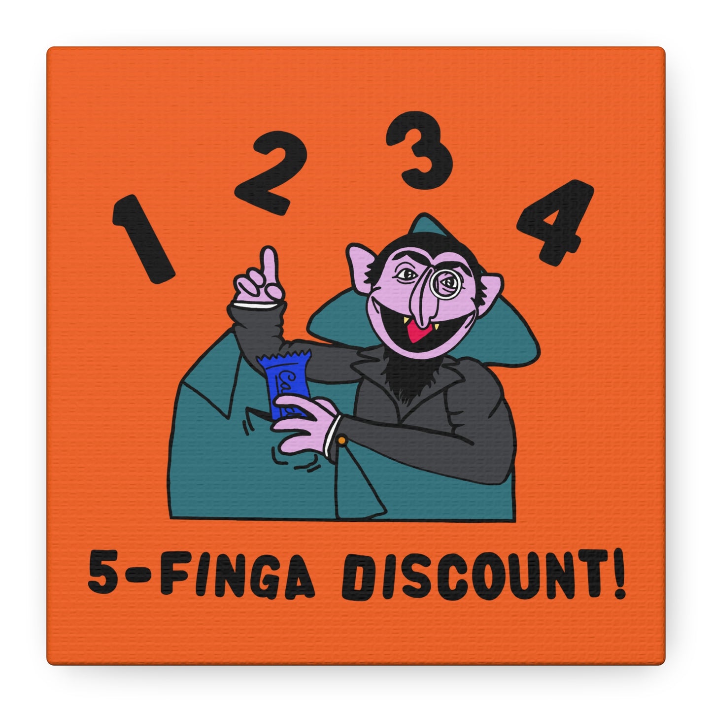 Five Finger Discount Canvas Print Orange - Sesame Street The Count Parody Art Print