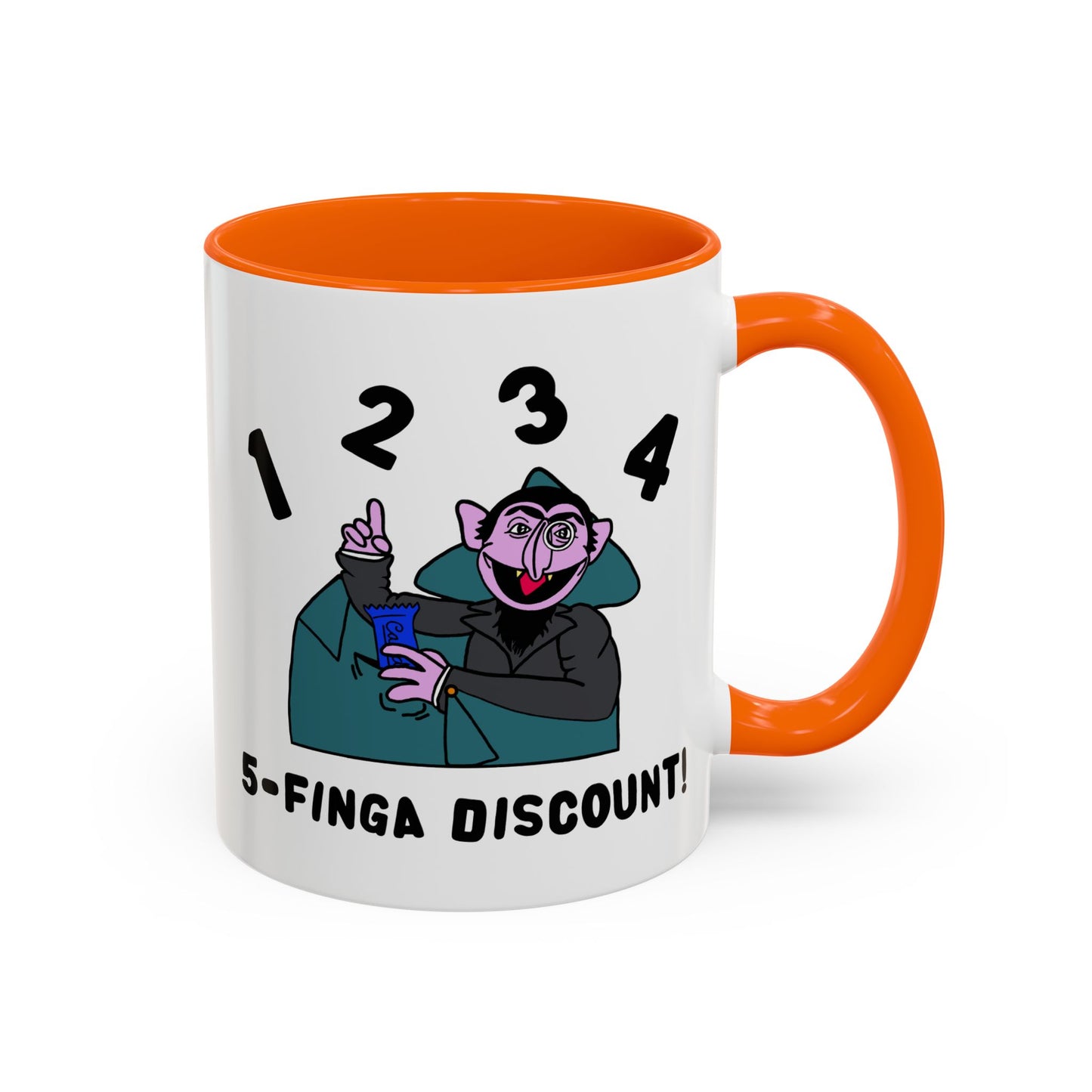 Five Finger Discount Accent Coffee Mug - Sesame Street The Count Parody Coffee Mug