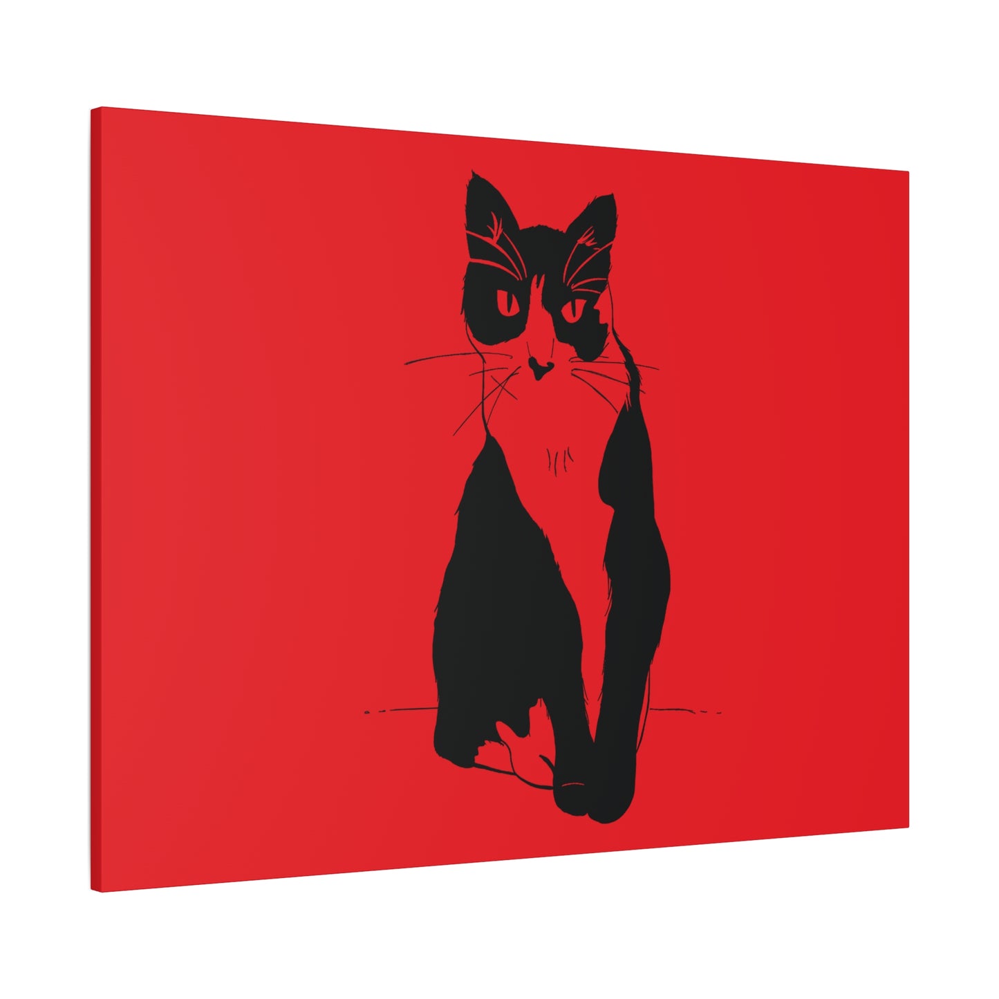 Cat Canvas Print on Red (Transparent Style Cat) - Cat Drawing Art