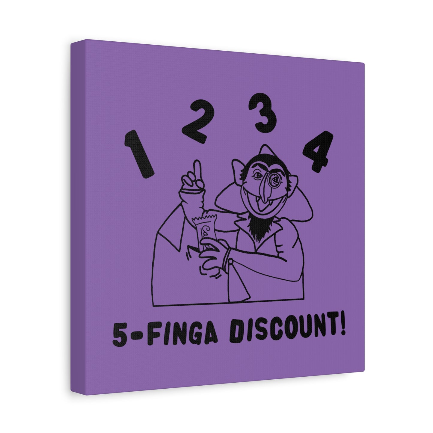 Five Finger Discount Outline Canvas Print Light Purple - Sesame Street The Count Parody Art Print