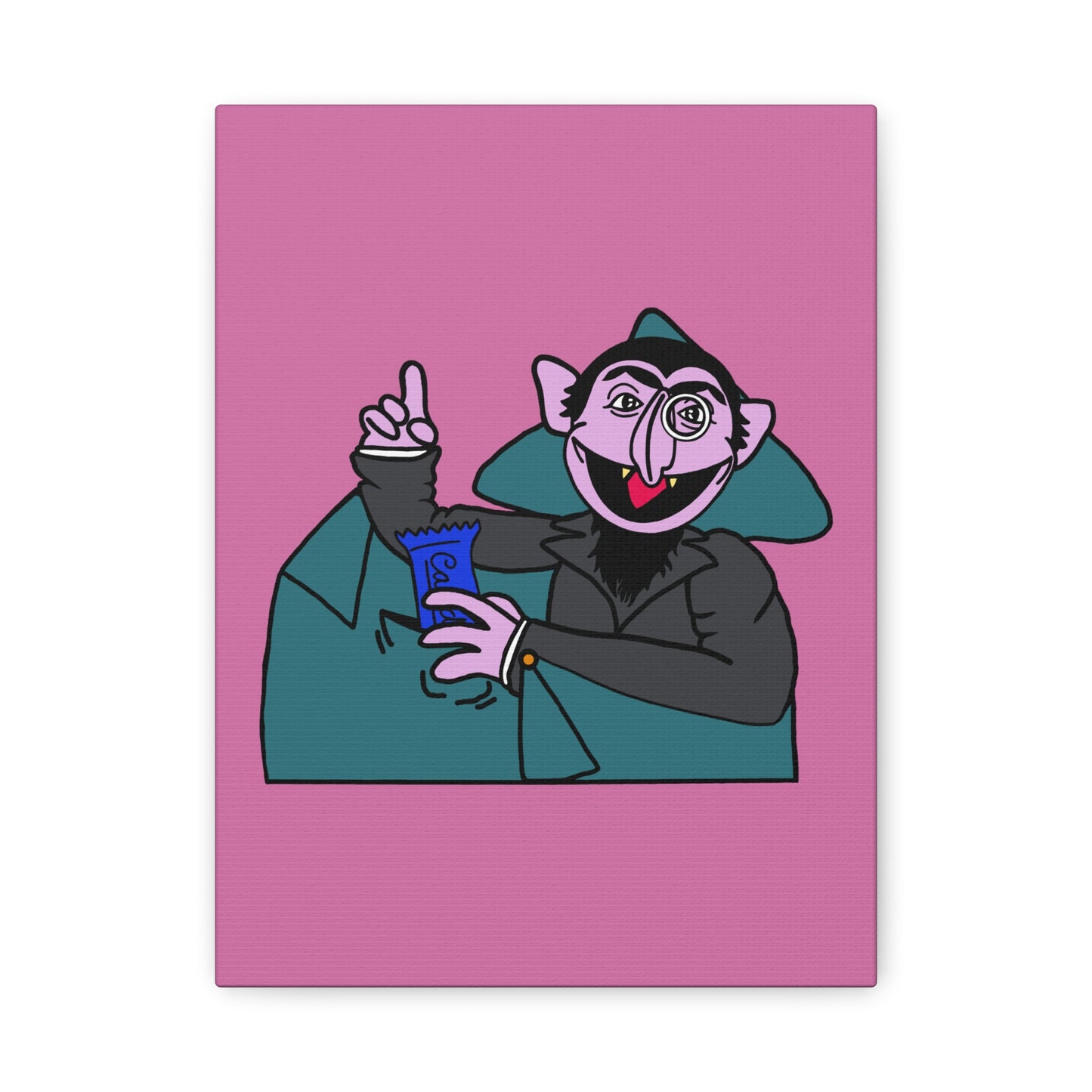 The Count Stealing Candy Canvas Print Light Pink - Sesame Street The Count Parody Art