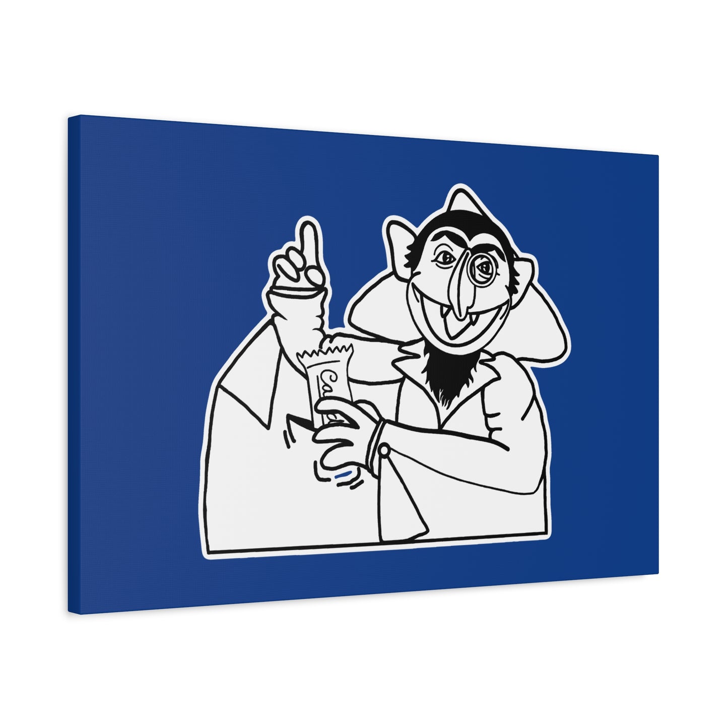 The Count Stealing Candy Outline Canvas Print Dark Blue - Sesame Street The Count Parody Art