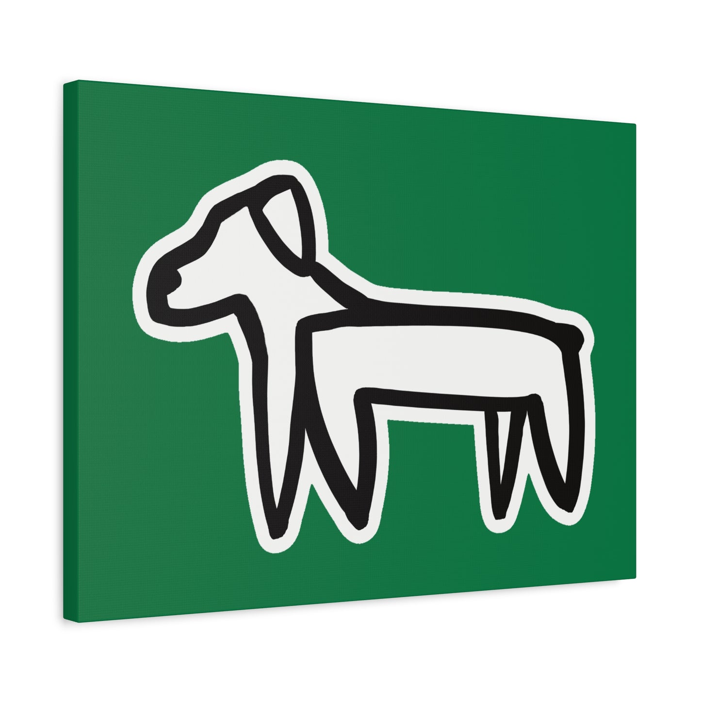 Dog Canvas Print on Green (Sticker Style White Dog) - Dog Art Print