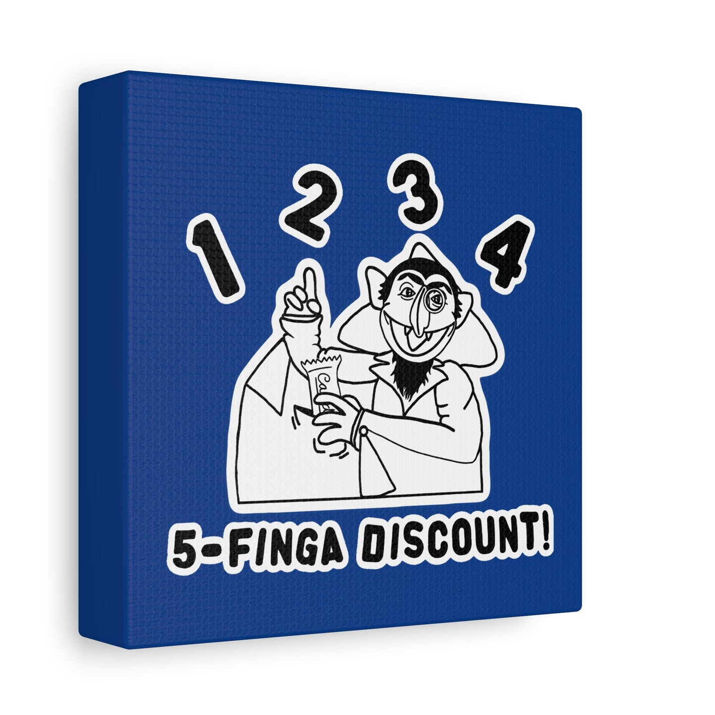 Five Finger Discount Outline Canvas Print Dark Blue - Sesame Street The Count Parody Art Print