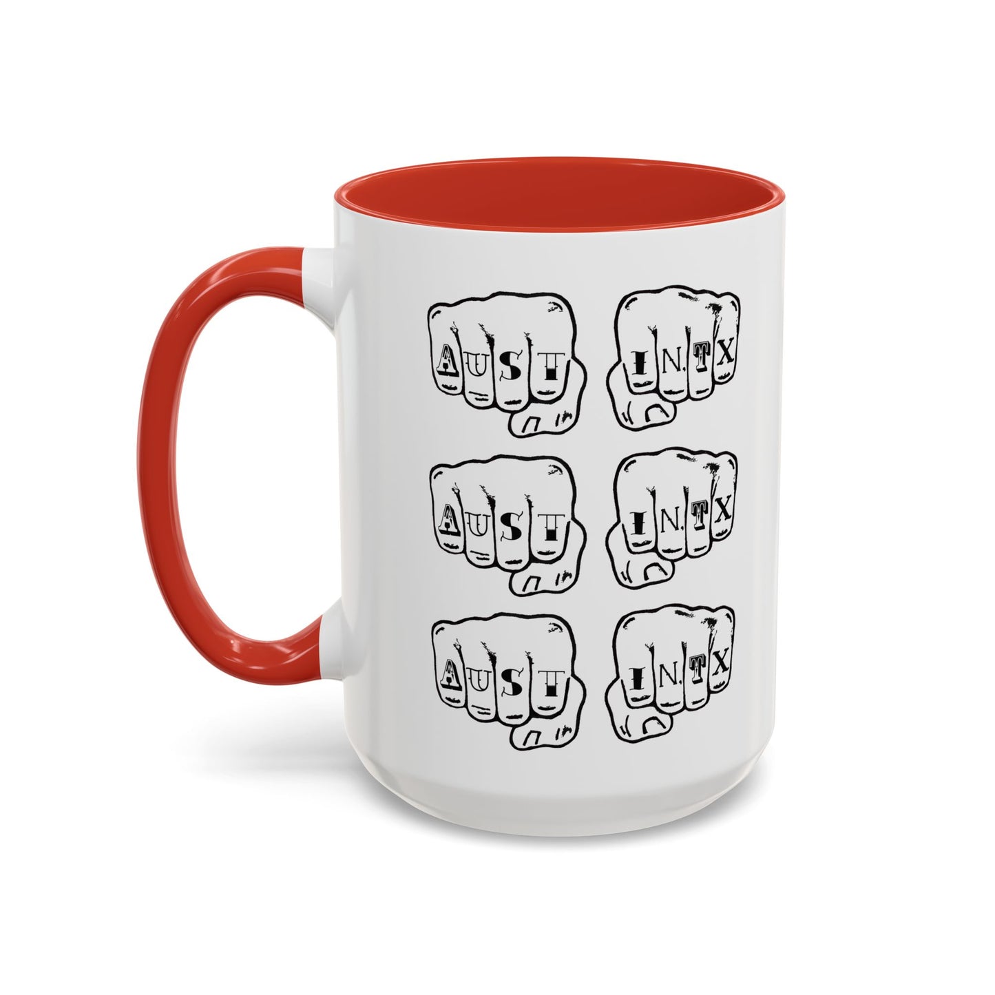 Austin Knuckle Tats Tattooed Fists Accent Mug Fists Stack Edition