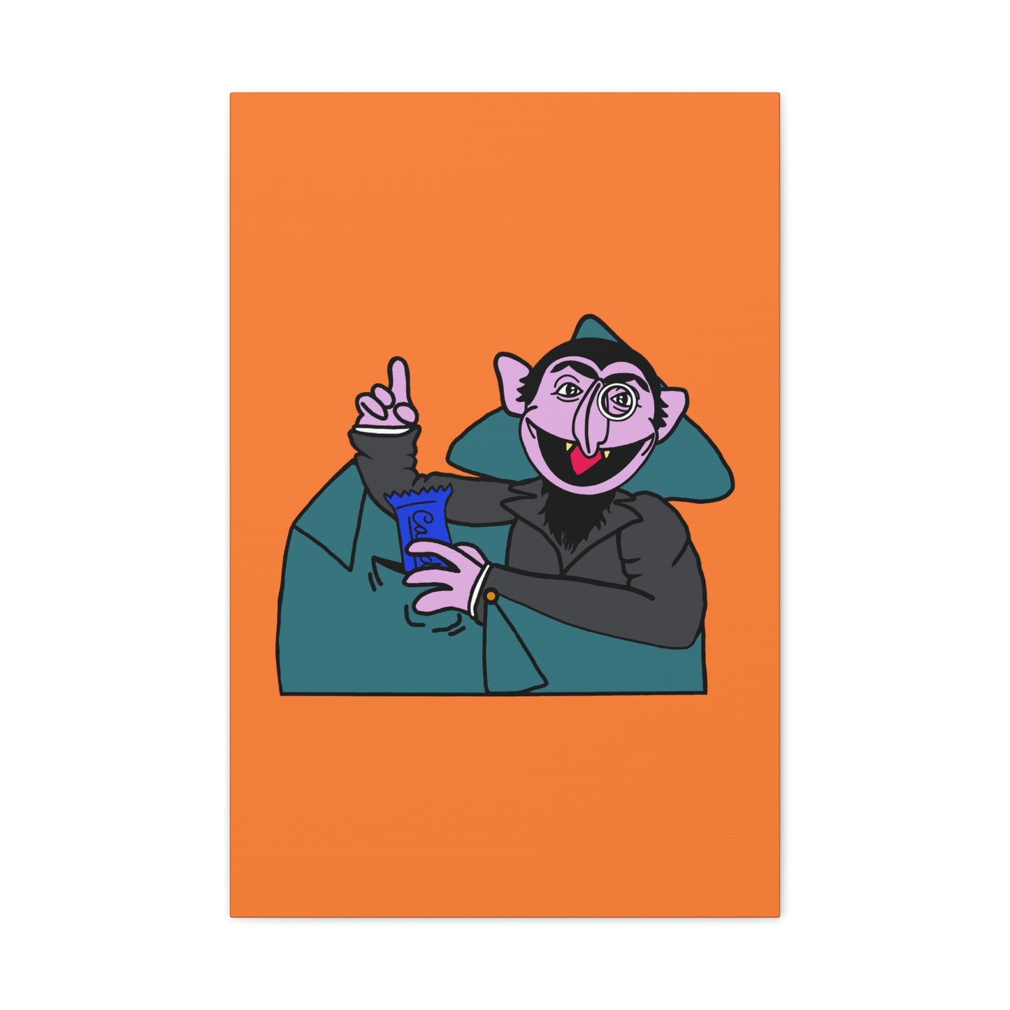The Count Stealing Candy Canvas Print Orange - Sesame Street The Count Parody Art