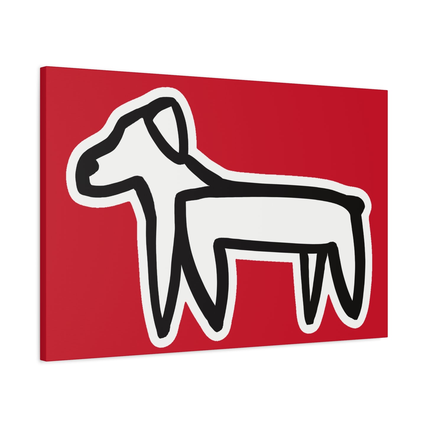 Dog Canvas Print on Red (Sticker Style White Dog) - Dog Art Print