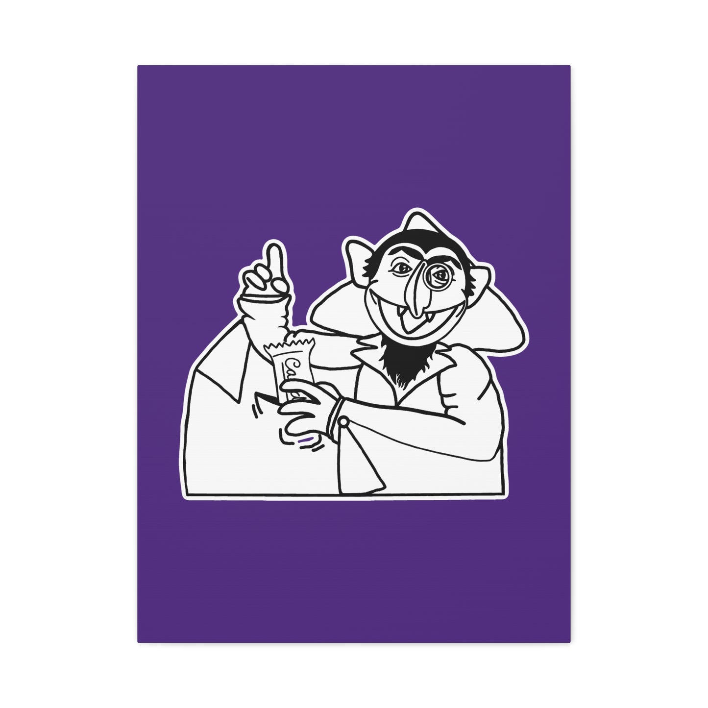 The Count Stealing Candy Outline Canvas Print Purple - Sesame Street The Count Parody Art