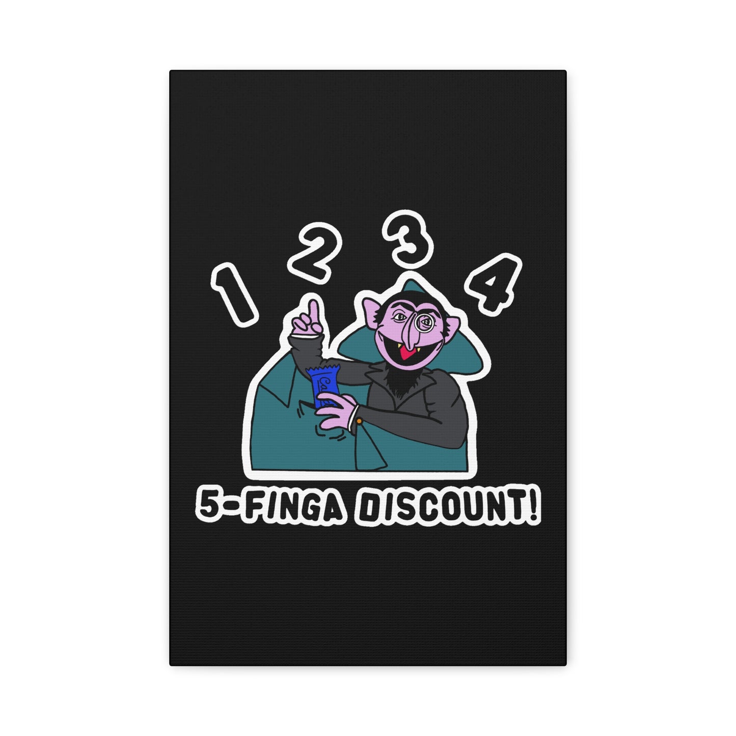 Five Finger Discount Canvas Print Black - Sesame Street The Count Parody Art Print