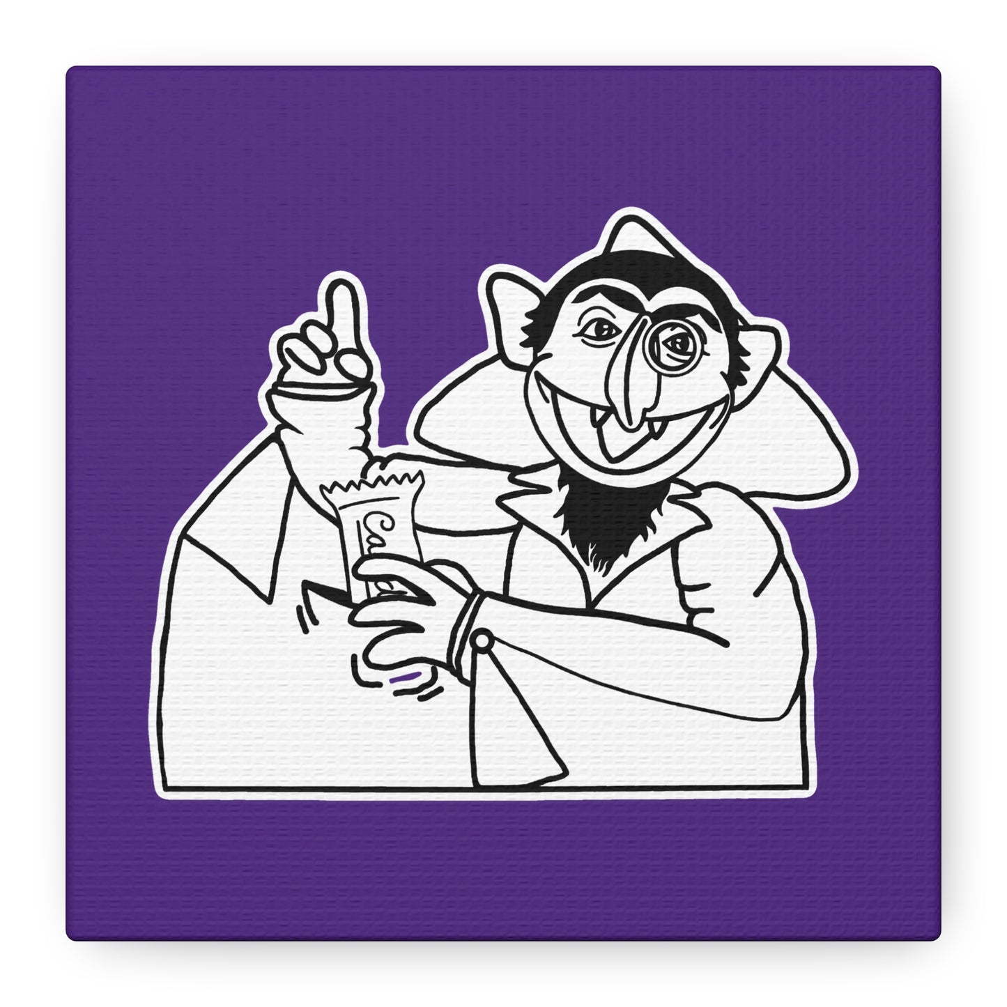 The Count Stealing Candy Outline Canvas Print Purple - Sesame Street The Count Parody Art
