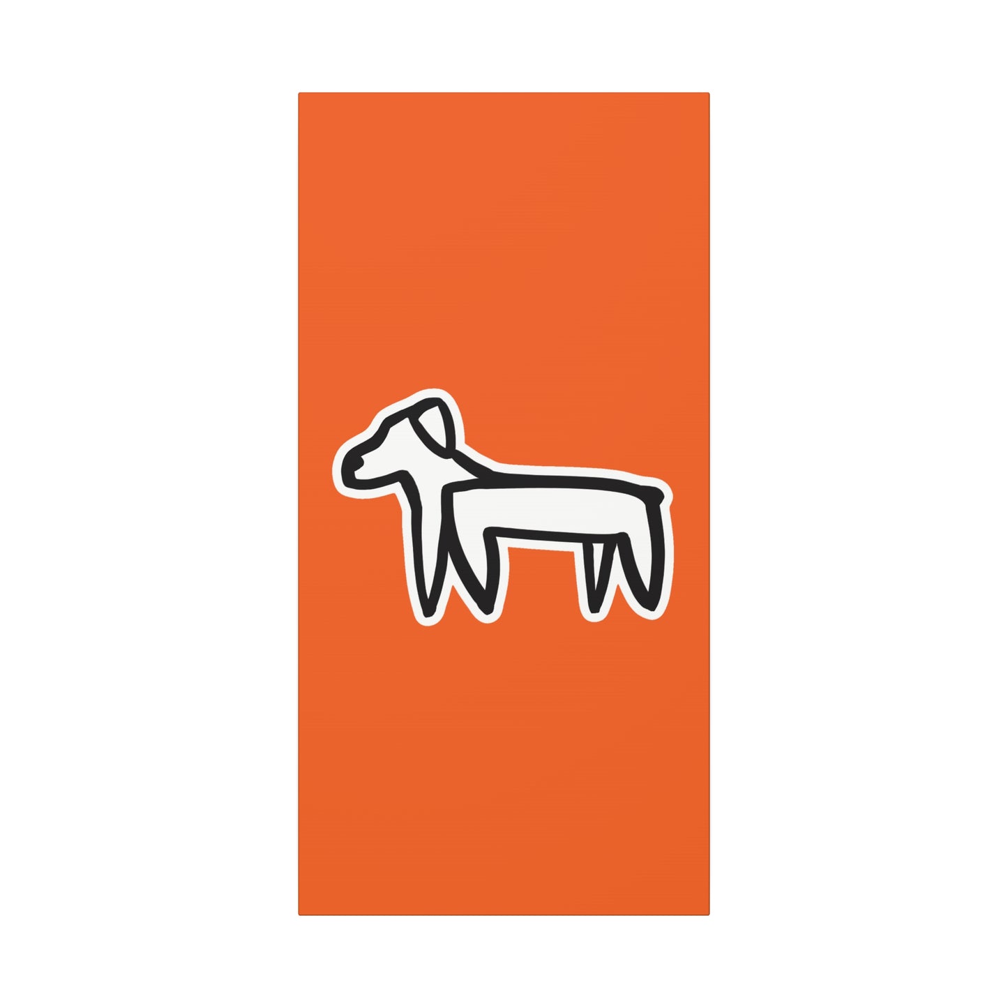 Dog Canvas Print on Orange (Sticker Style White Dog) - Dog Art Print