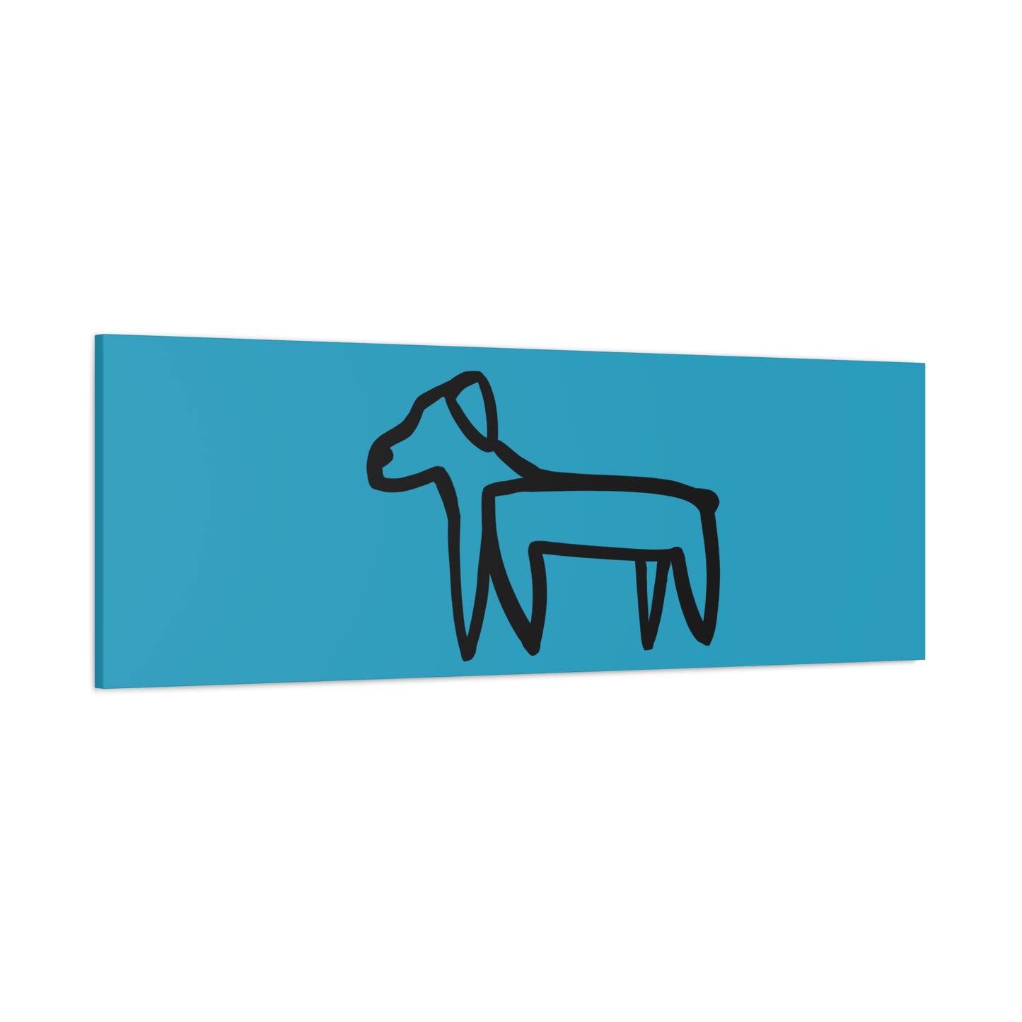 Dog Canvas Print on Turquoise (Transparent Style Black Dog) - Dog Drawing Canvas