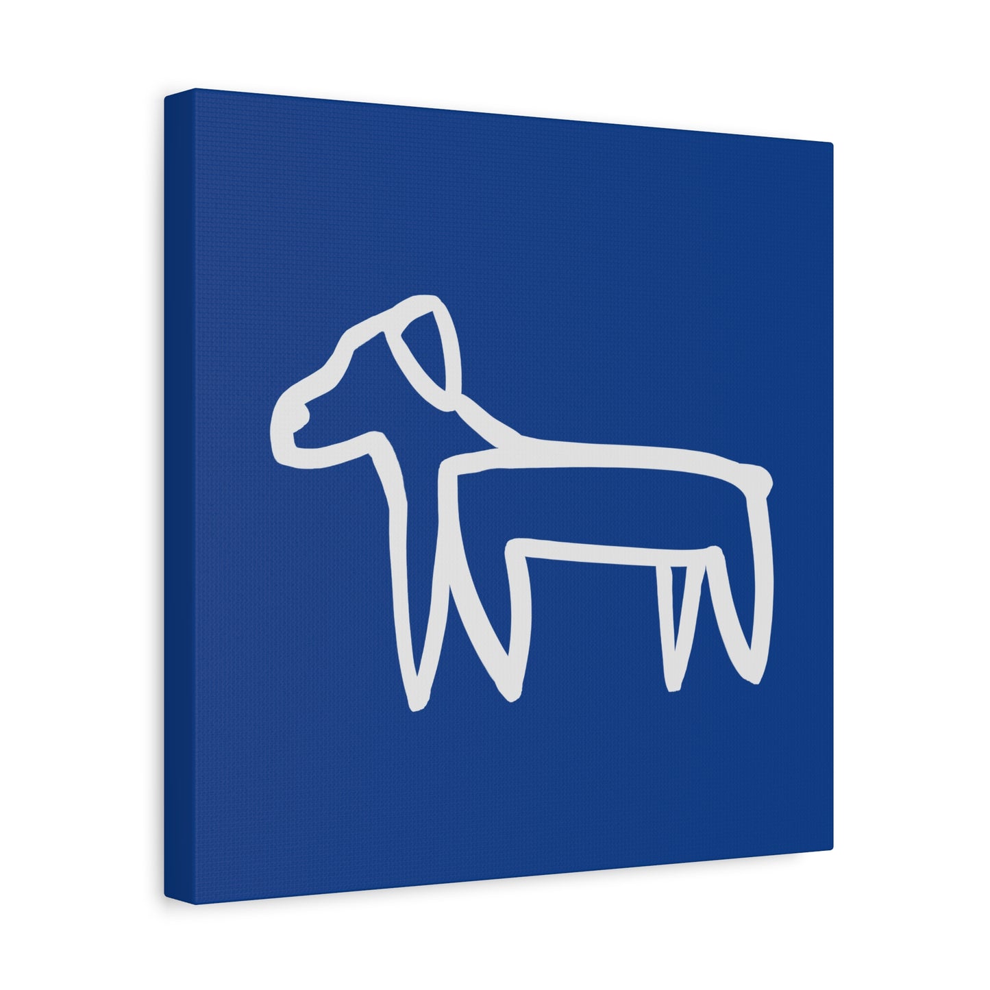 Dog Canvas Print on Blue (Transparent Style White Dog) - Dog Art Print