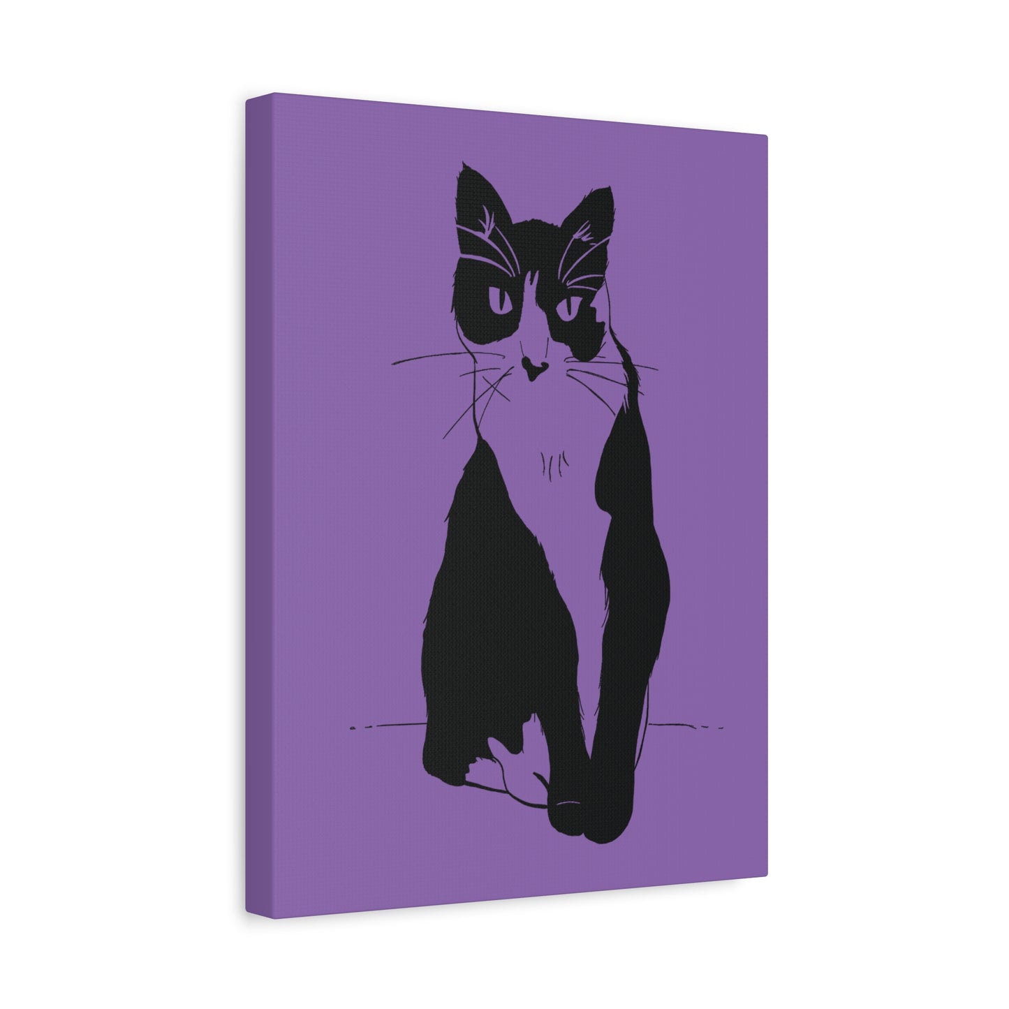 Cat Canvas Print on Purple (Transparent Style Cat) - Cat Drawing Art