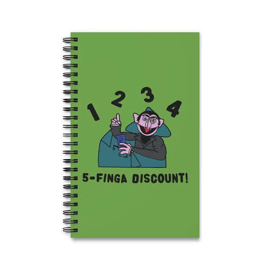Five Finger Discount Notebook Green - Sesame Street The Count Parody Notebook