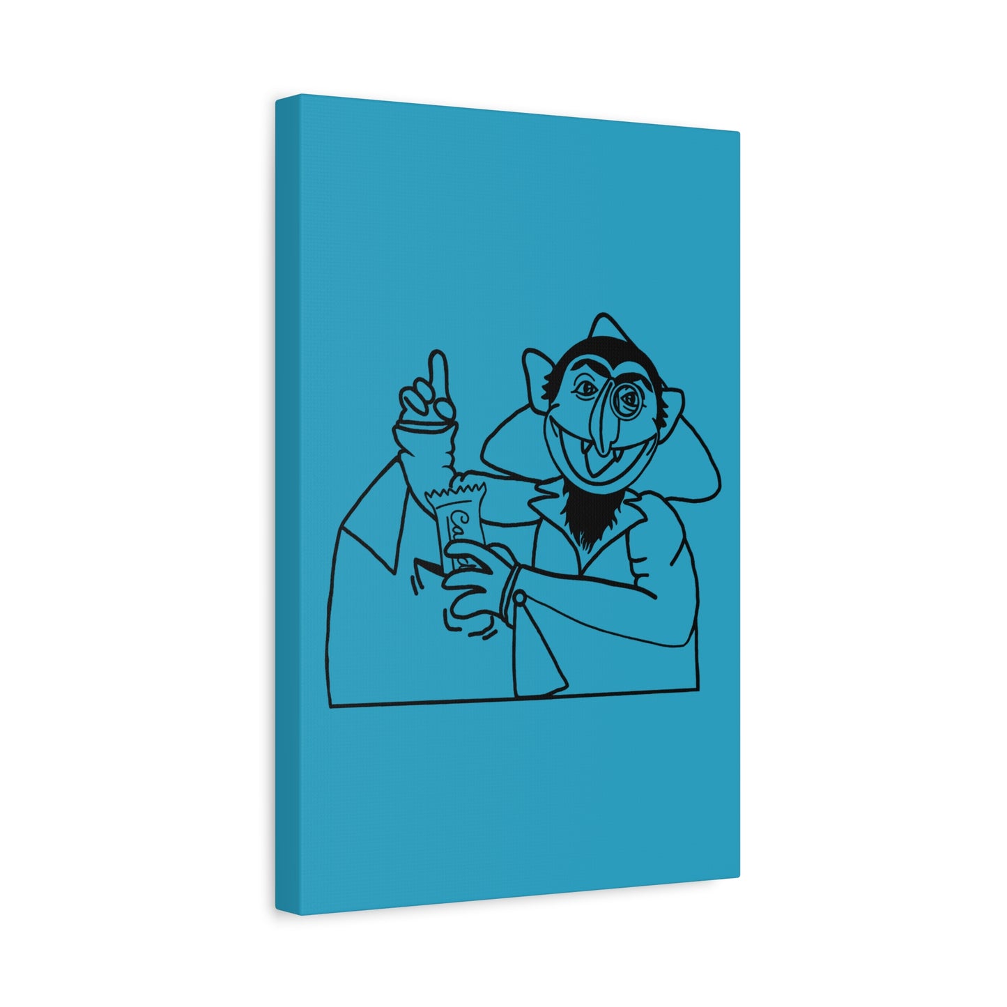 The Count Stealing Candy Outline Canvas Print Turquoise - Sesame Street The Count Art Print