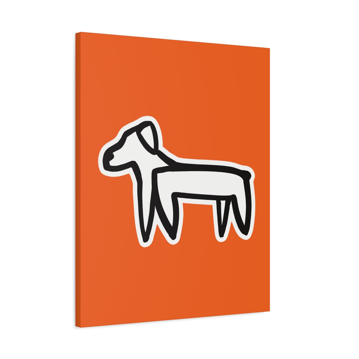 Dog Canvas Print on Orange (Sticker Style White Dog) - Dog Art Print
